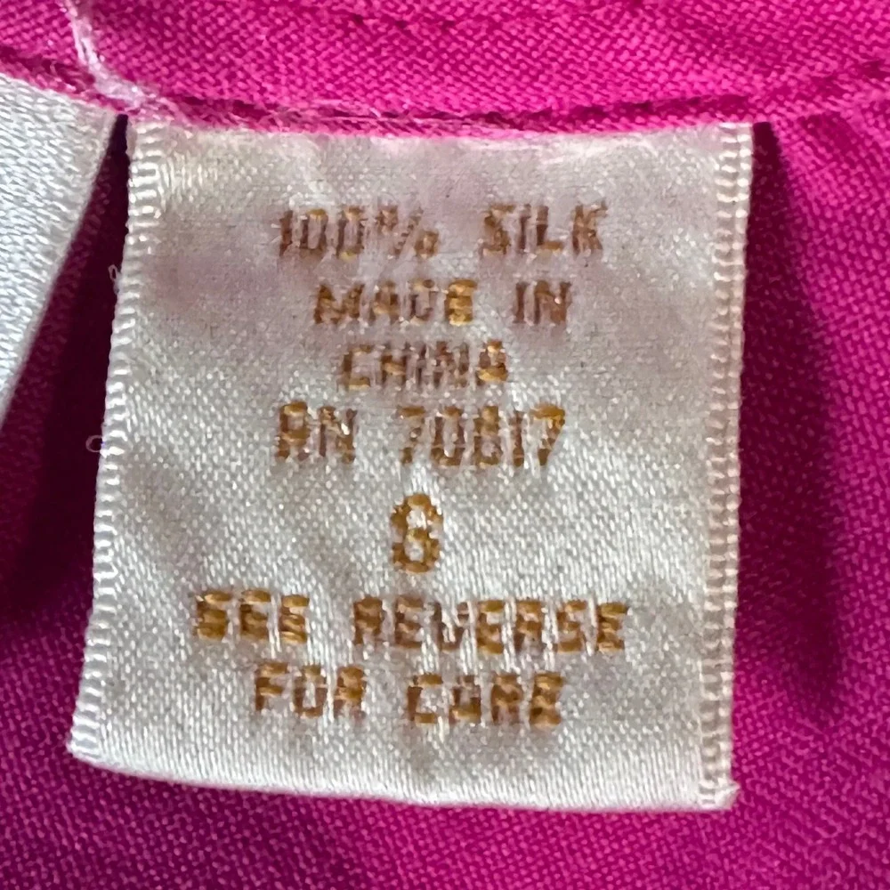 Victoria's Secret Vintage Gold Label Silk‎ Slip Dress Fuchsia Pink Tie Small